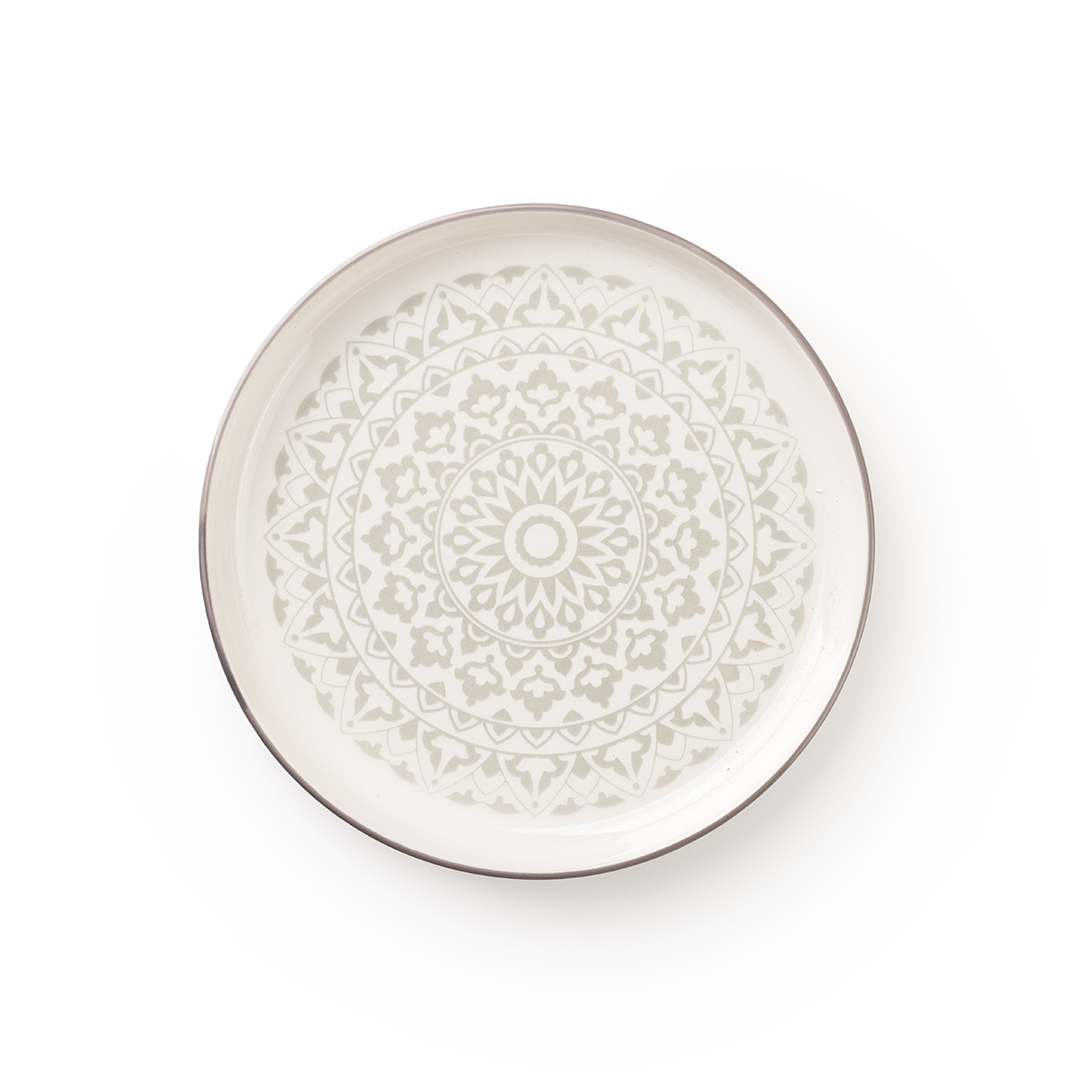 TAKISSO Round Ceramic Plates with Mandala Art Set of 6