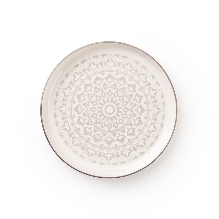 TAKISSO Round Ceramic Plates with Mandala Art Set of 6
