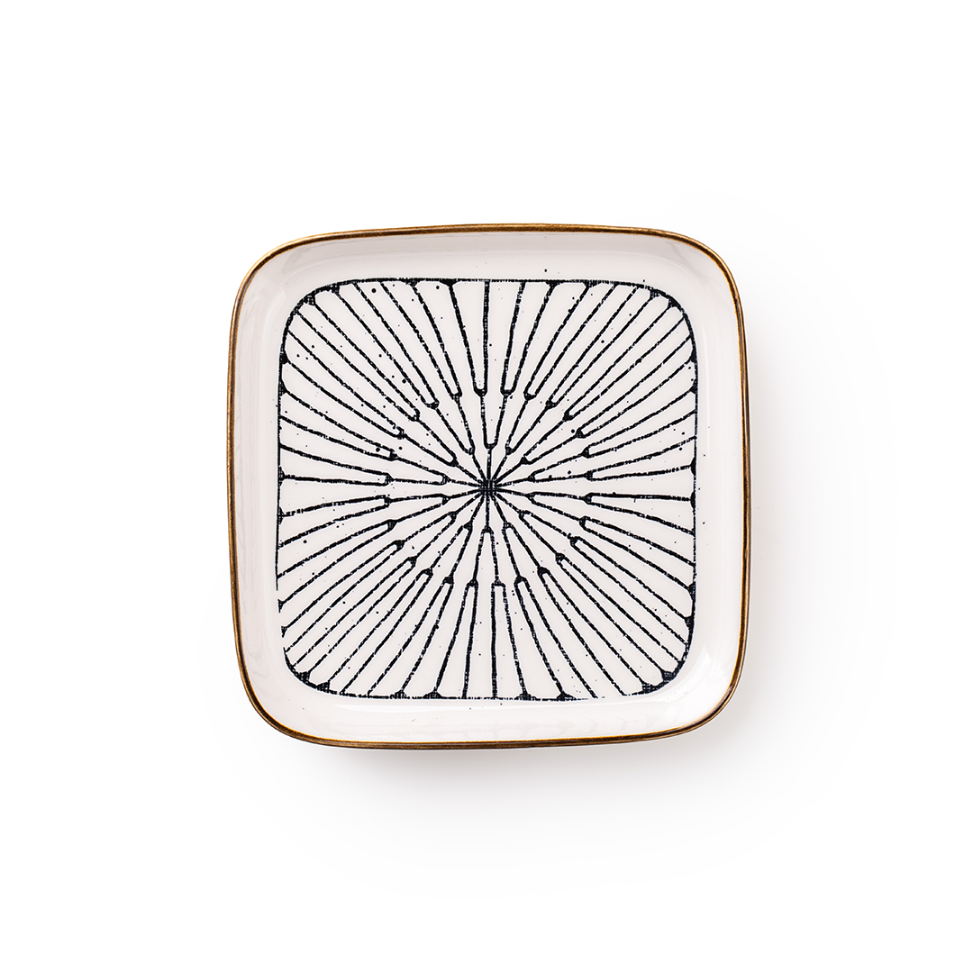 TAKISSO Square Ceramic Plates with Mandala Art Set of 6