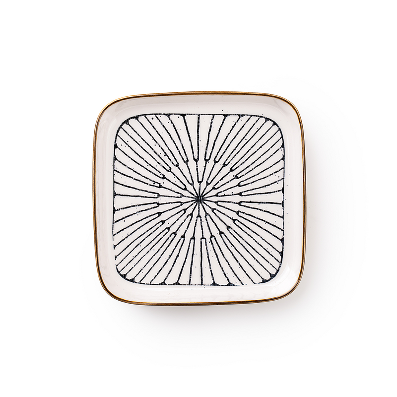 TAKISSO Square Ceramic Plates with Mandala Art Set of 6
