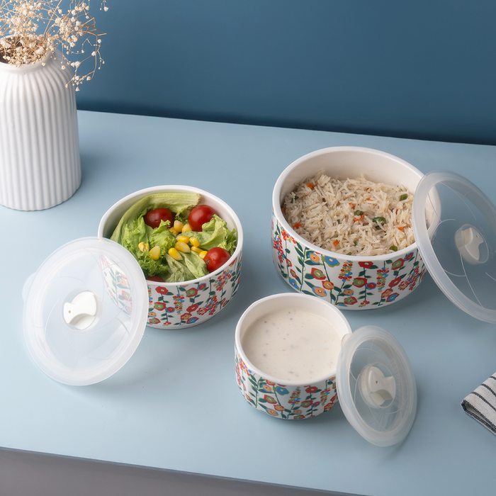TAKISSO Bowls Food Storage Bowl with Lids (300ml, 600ml & 1000ml)