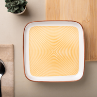 TAKISSO Square Ceramic Plates with Mandala Art Set of 6