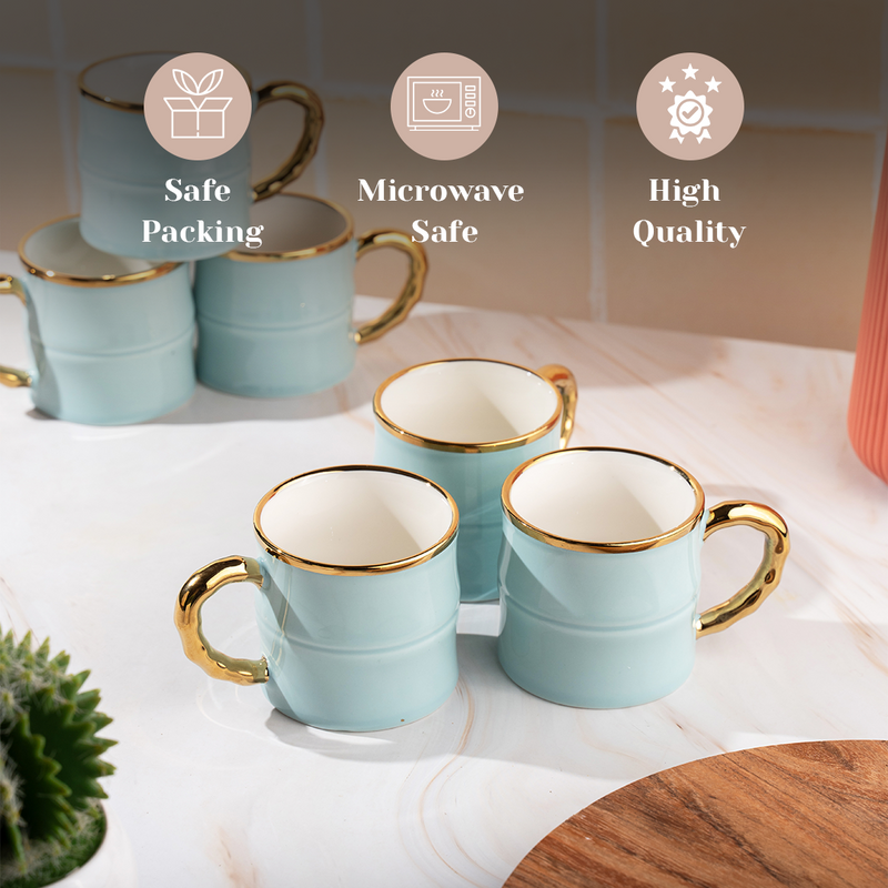 TAKISSO Ceramic Tea-Coffee Cups Set of 6 (180 ml)