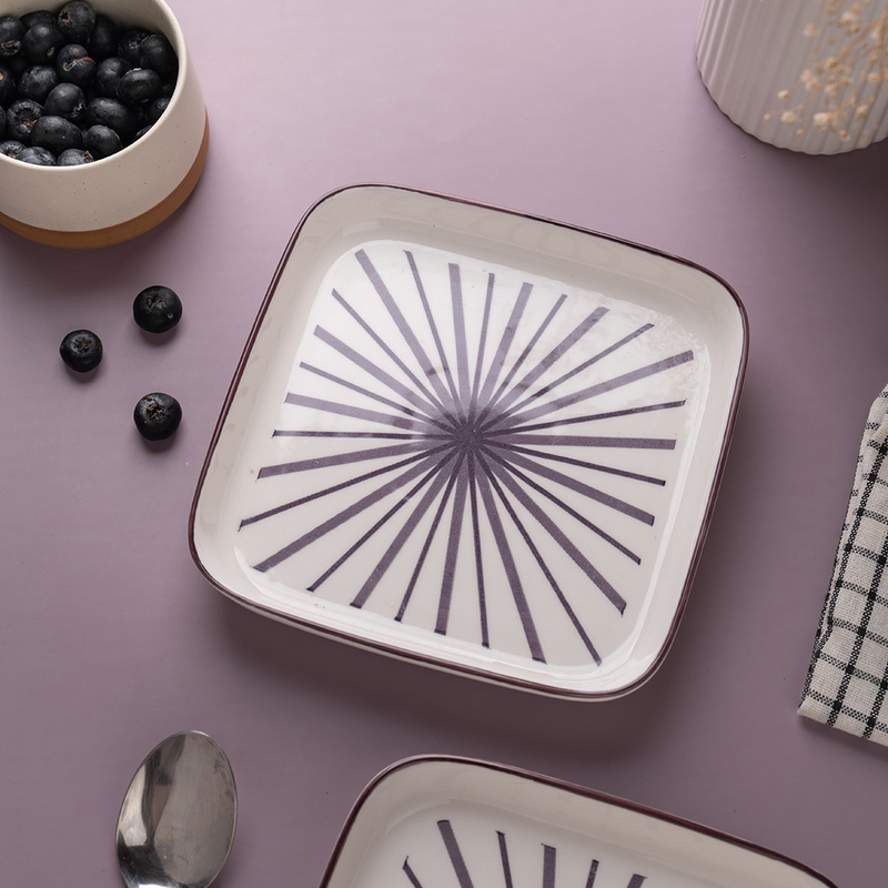 TAKISSO Square Ceramic Plates with Mandala Art Set of 6