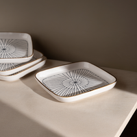 TAKISSO Square Ceramic Plates with Mandala Art Set of 6