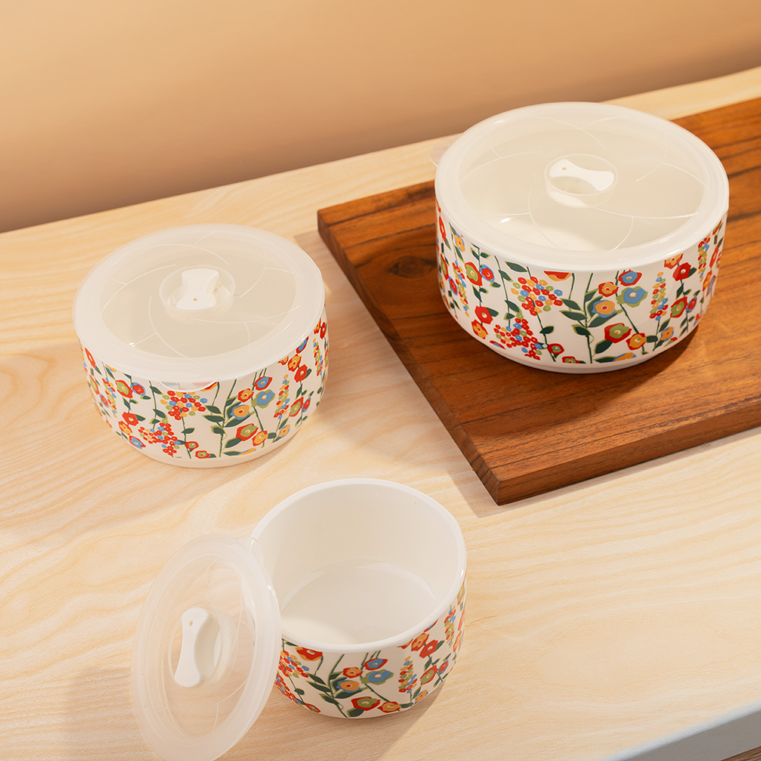 TAKISSO Bowls Food Storage Bowl with Lids (300ml, 600ml & 1000ml)