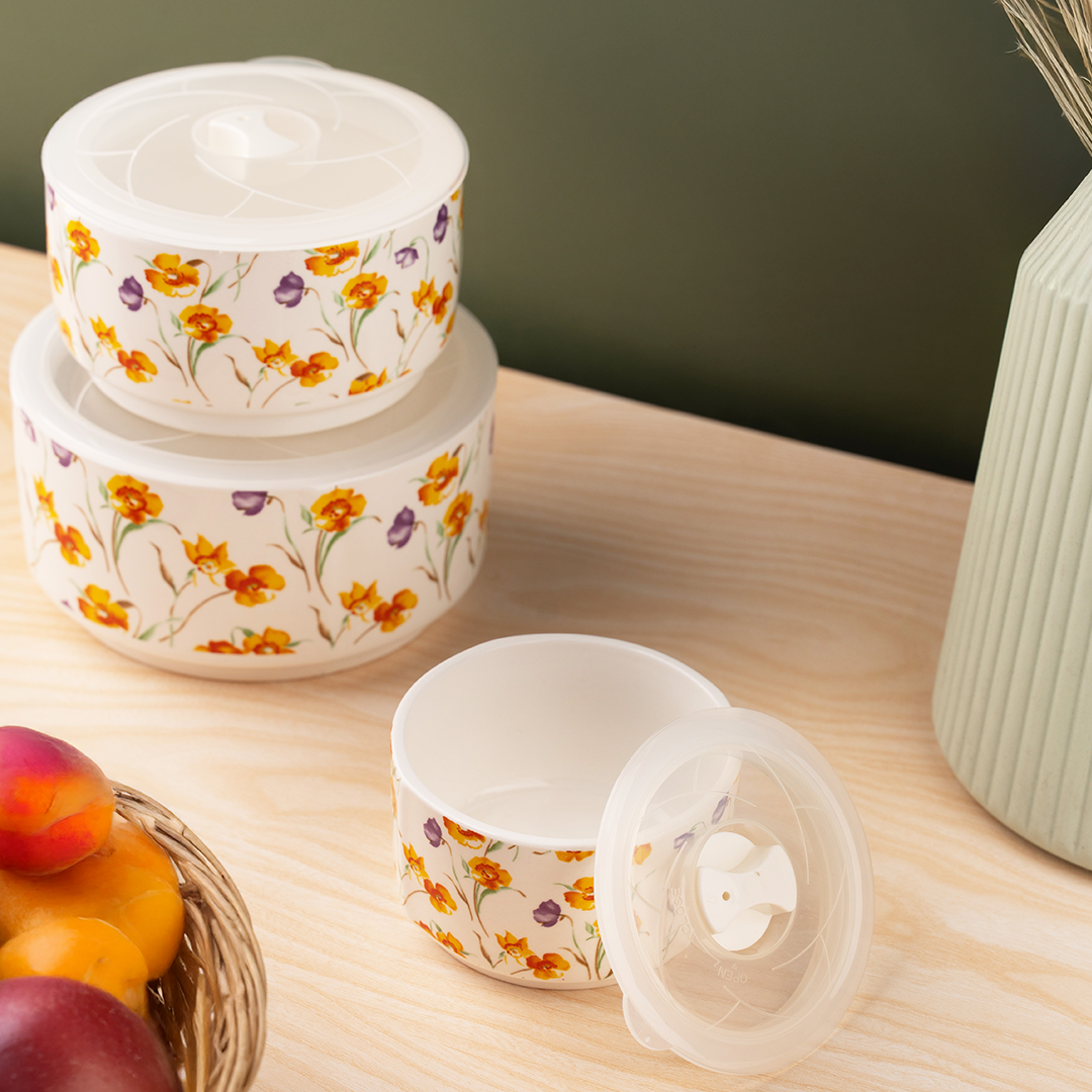 TAKISSO Bowls Food Storage Bowl with Lids (300ml, 600ml & 1000ml)