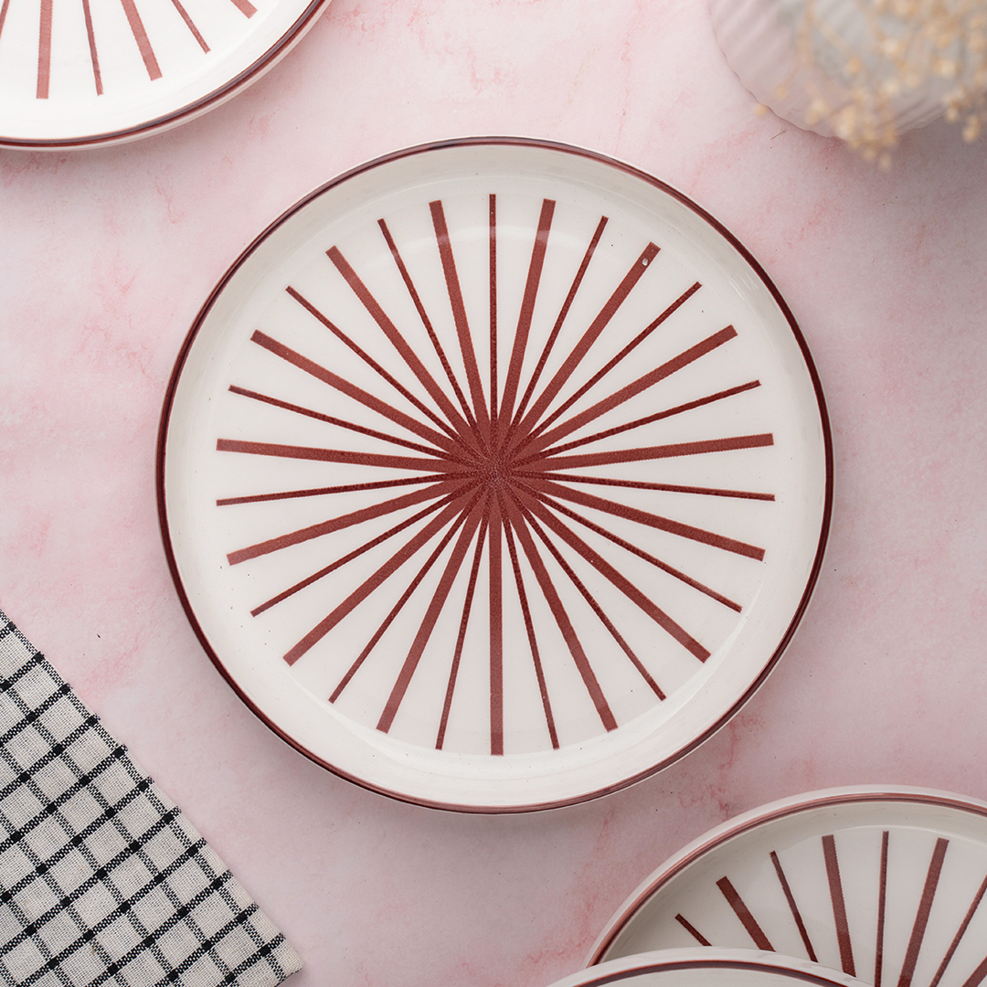 TAKISSO Round Ceramic Plates with Mandala Art Set of 6