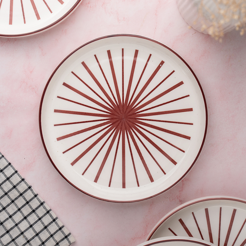TAKISSO Round Ceramic Plates with Mandala Art Set of 6