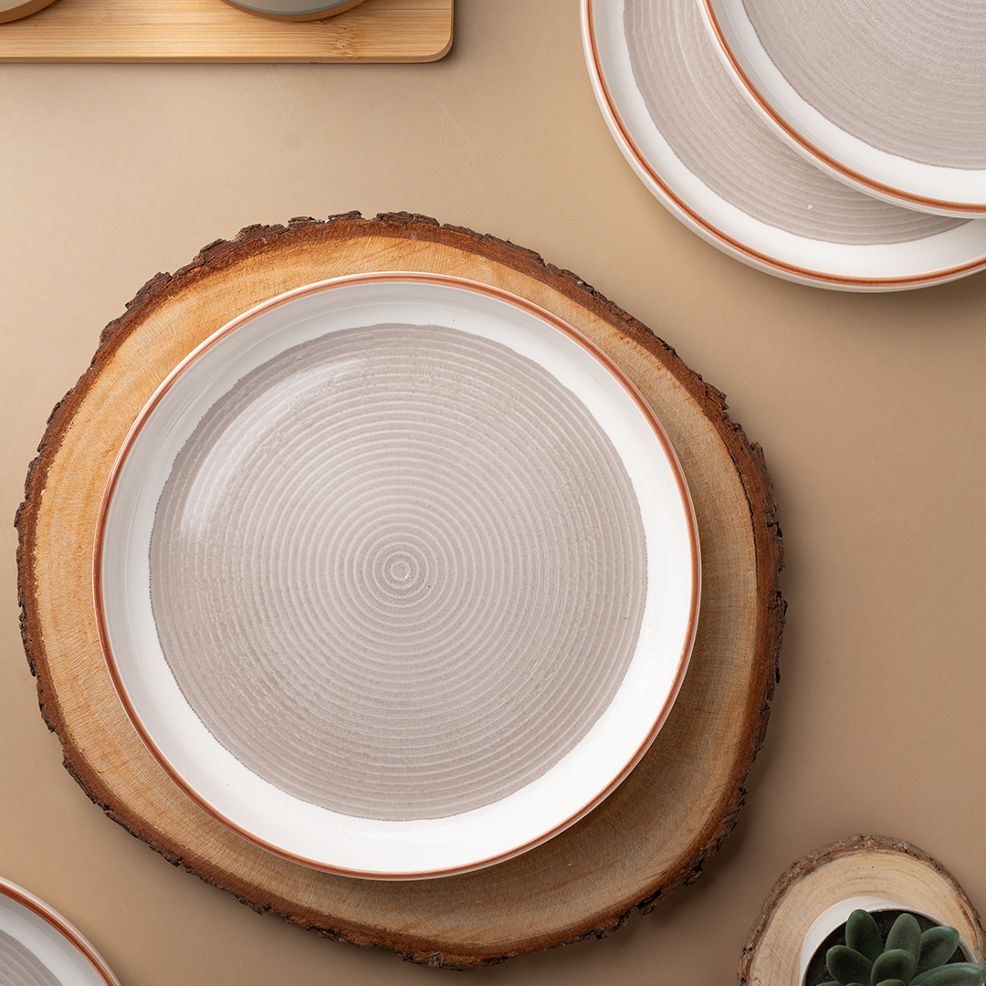 TAKISSO Round Ceramic Plates with Mandala Art Set of 6