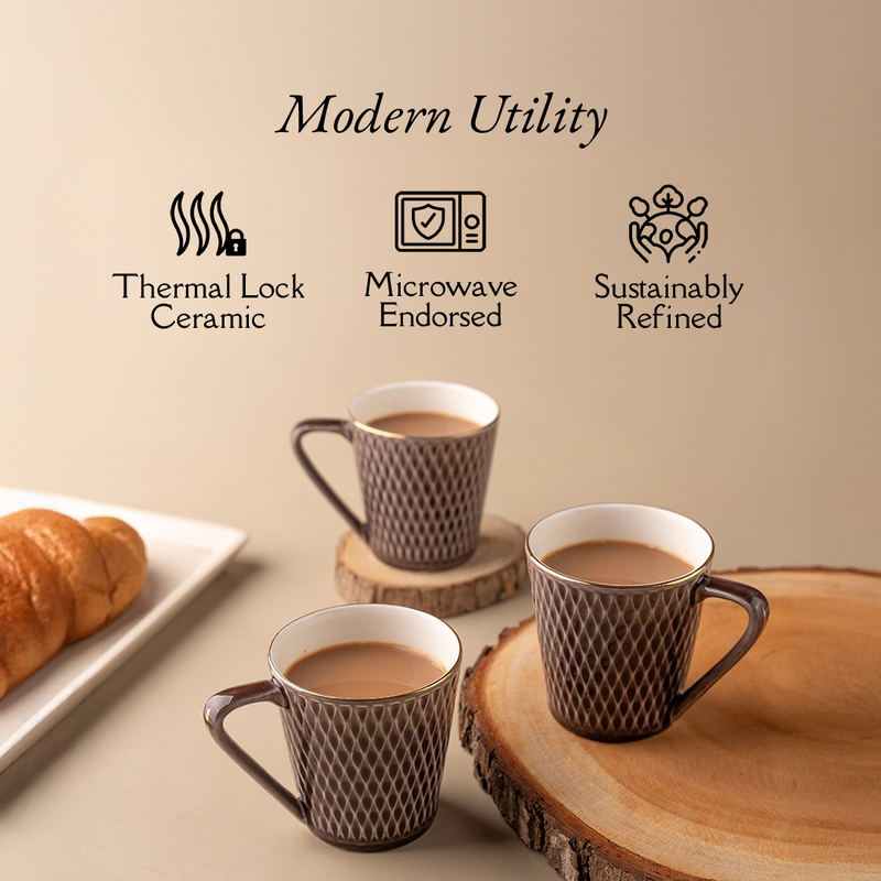 TAKISSO Ceramic Tea-Coffee Mug Set of 6 (180ml)