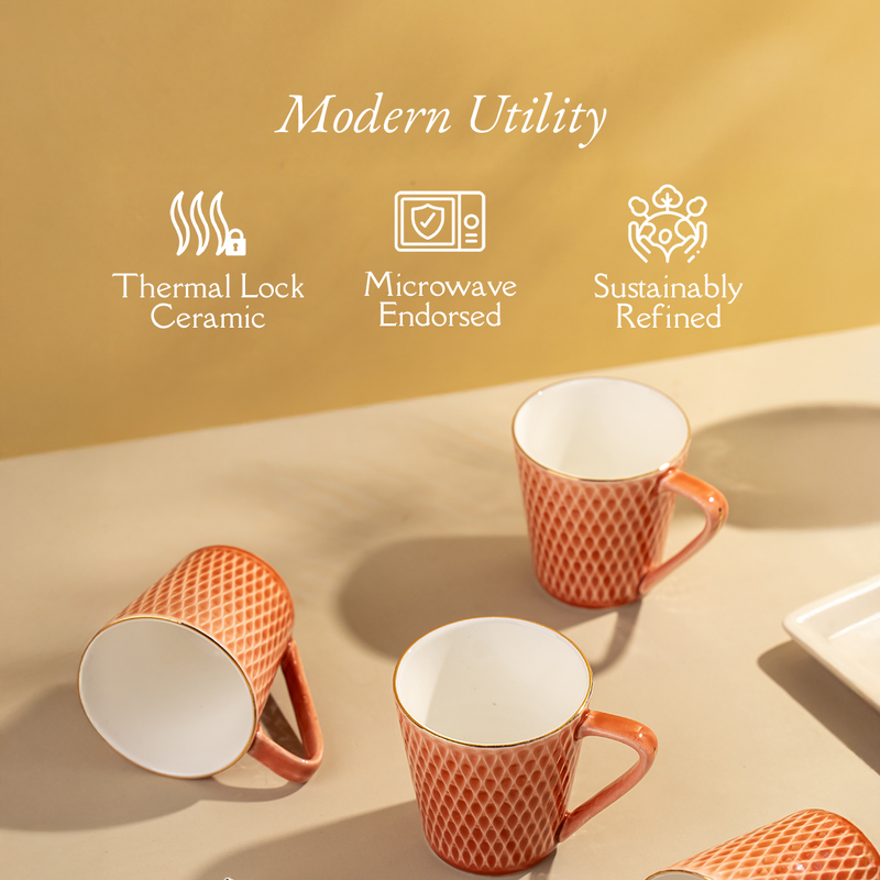 TAKISSO Ceramic Tea-Coffee Mug Set of 6 (180ml)