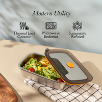 TAKISSO Premium Thermal Lock Stainless Steel Lunch Box Set of 1 (600ml)
