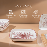 TAKISSO Square Ceramic Plates with Mandala Art Set of 6