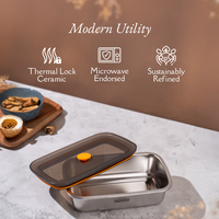 TAKISSO Premium Thermal Lock Stainless Steel Lunch Box Set of 1 (600ml)