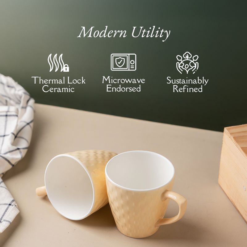 TAKISSO Heat-Resistant Ceramic Tea-Coffee Mug Set of 6 (180ml)