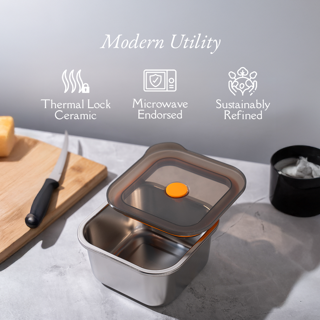 TAKISSO Premium Thermal Lock Stainless Steel Lunch Box Set of 1 (800ml)