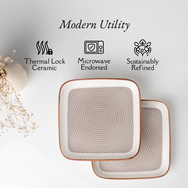 TAKISSO Square Ceramic Plates with Mandala Art Set of 6