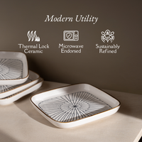 TAKISSO Square Ceramic Plates with Mandala Art Set of 6