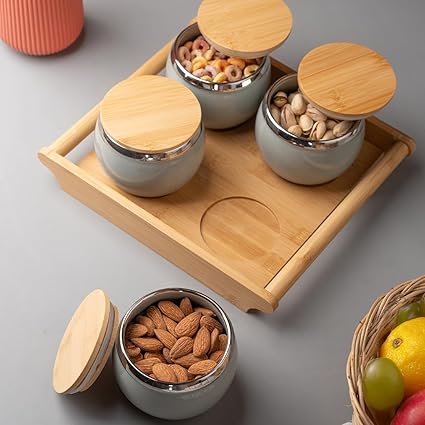 TAKISSO Airtight Dry Fruit Container Tray Set of 4 (360ml)