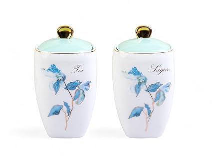 TAKISSO Kitchen Décor Ceramic Canister Set of 2 (1200ml)