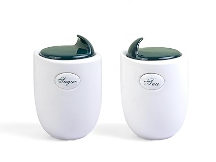 TAKISSO Aesthetic Kitchen Décor Ceramic Canister Set of 2 (1200ml)