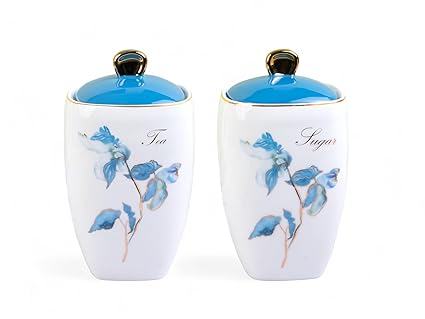 TAKISSO Kitchen Décor Ceramic Canister Set of 2 (1200ml)
