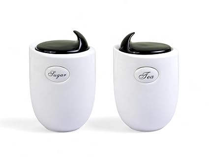TAKISSO Aesthetic Kitchen Décor Ceramic Canister Set of 2 (1200ml)