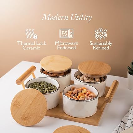 TAKISSO Airtight Dry Fruit Container Tray Set of 4 (300ml)