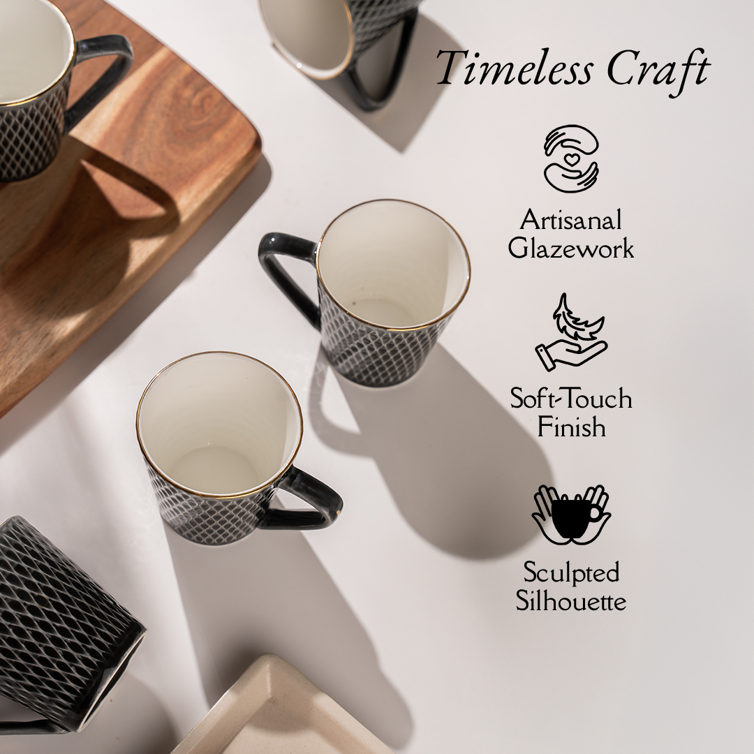 TAKISSO Ceramic Tea-Coffee Mug Set of 6 (180ml)