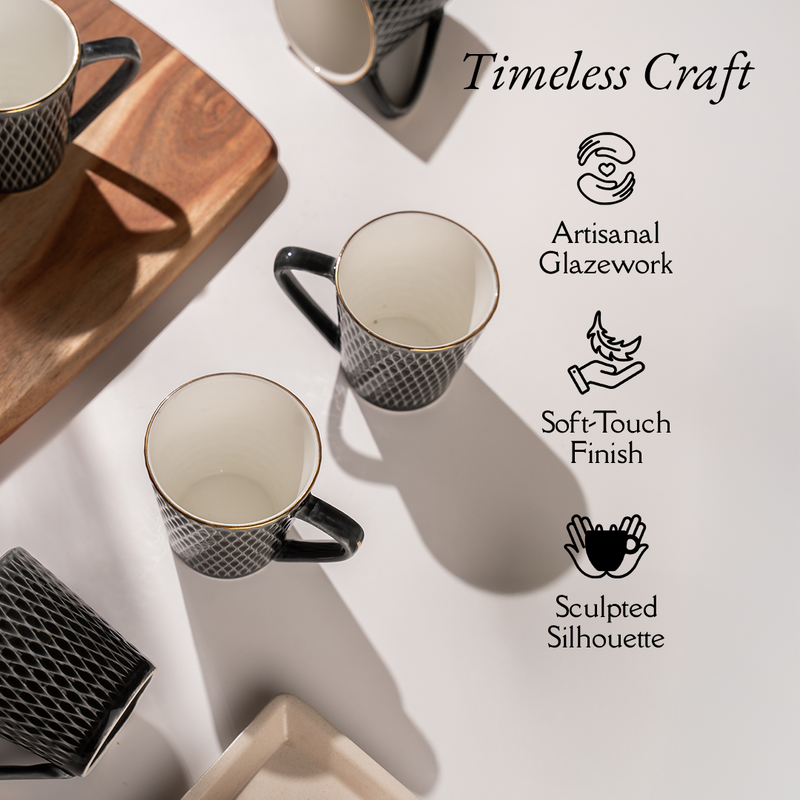 TAKISSO Ceramic Tea-Coffee Mug Set of 6 (180ml)