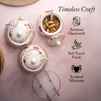 TAKISSO Sugar Bowl with Lid Pack of 3 (350ml)
