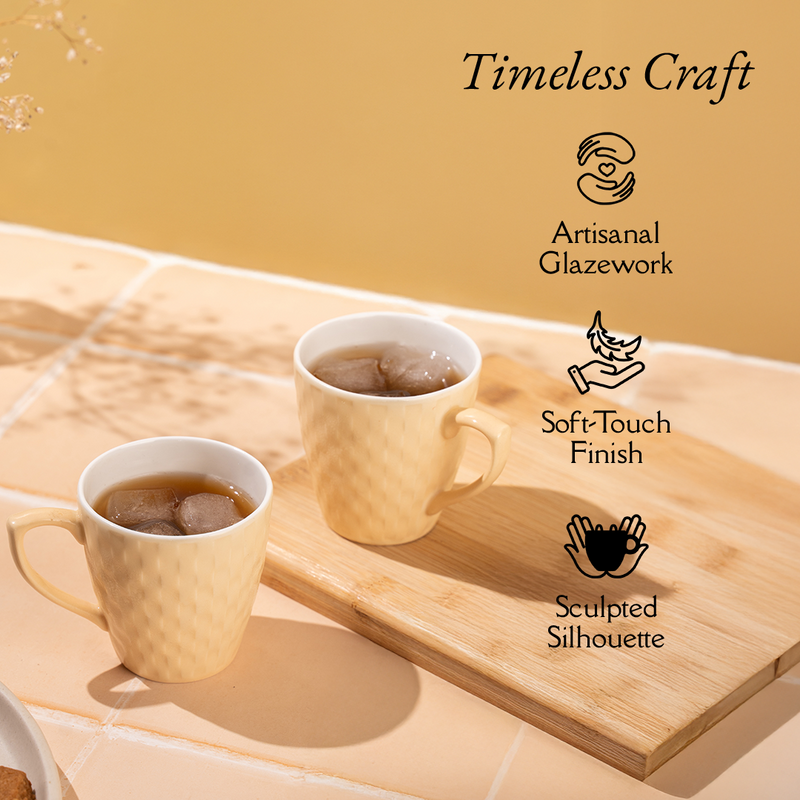 TAKISSO Heat-Resistant Ceramic Tea-Coffee Mug Set of 6 (180ml)