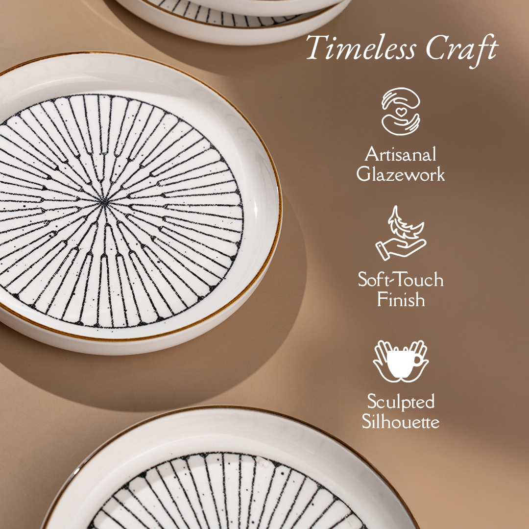 TAKISSO Round Ceramic Plates with Mandala Art Set of 6