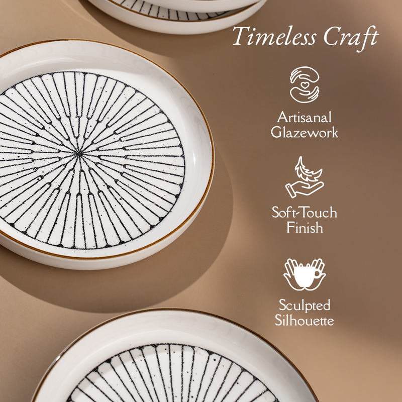 TAKISSO Round Ceramic Plates with Mandala Art Set of 6
