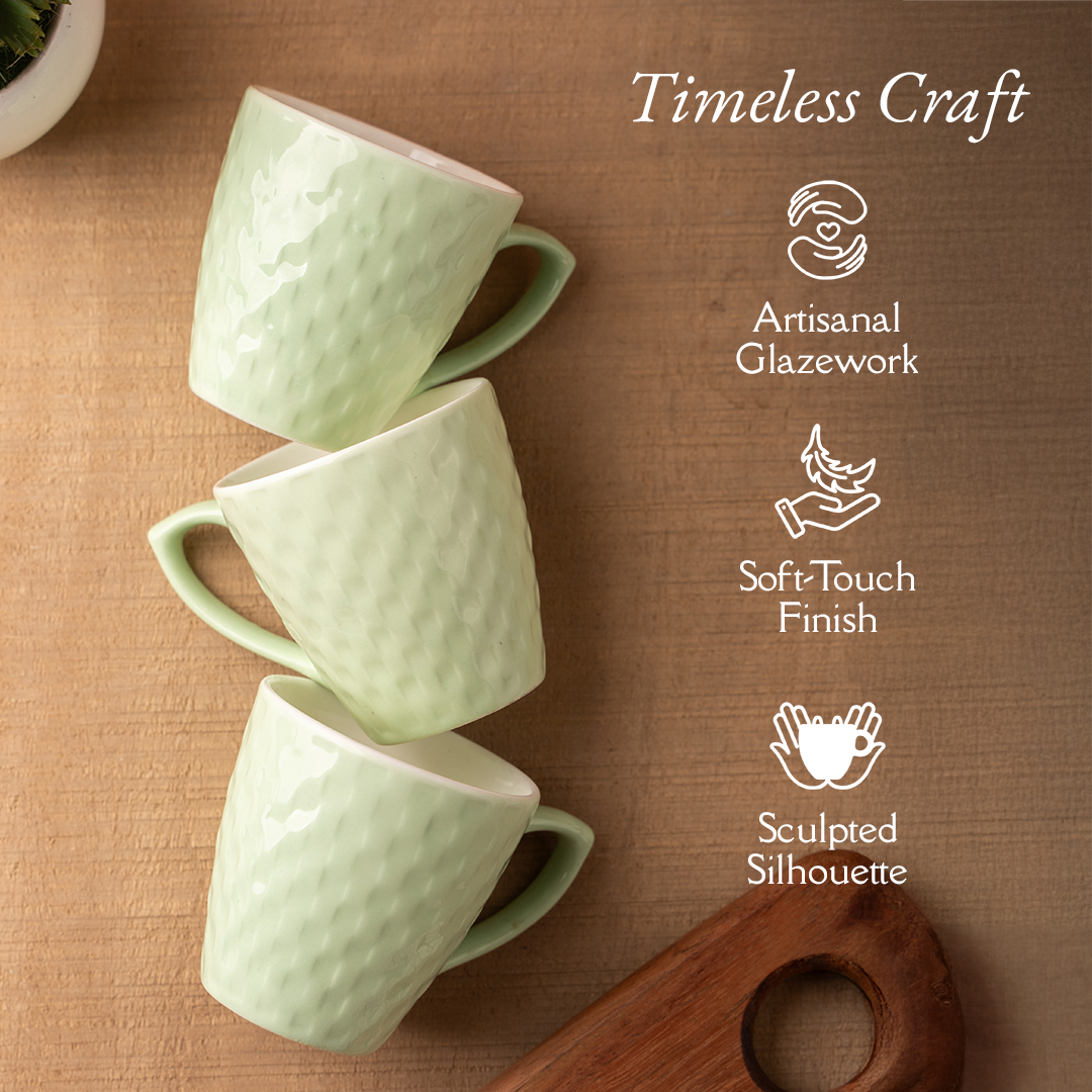 TAKISSO Heat-Resistant Ceramic Tea-Coffee Mug Set of 6 (180ml)