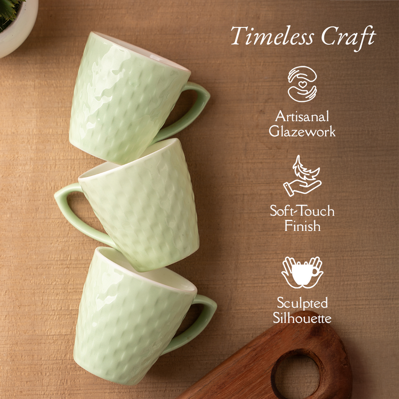 TAKISSO Heat-Resistant Ceramic Tea-Coffee Mug Set of 6 (180ml)