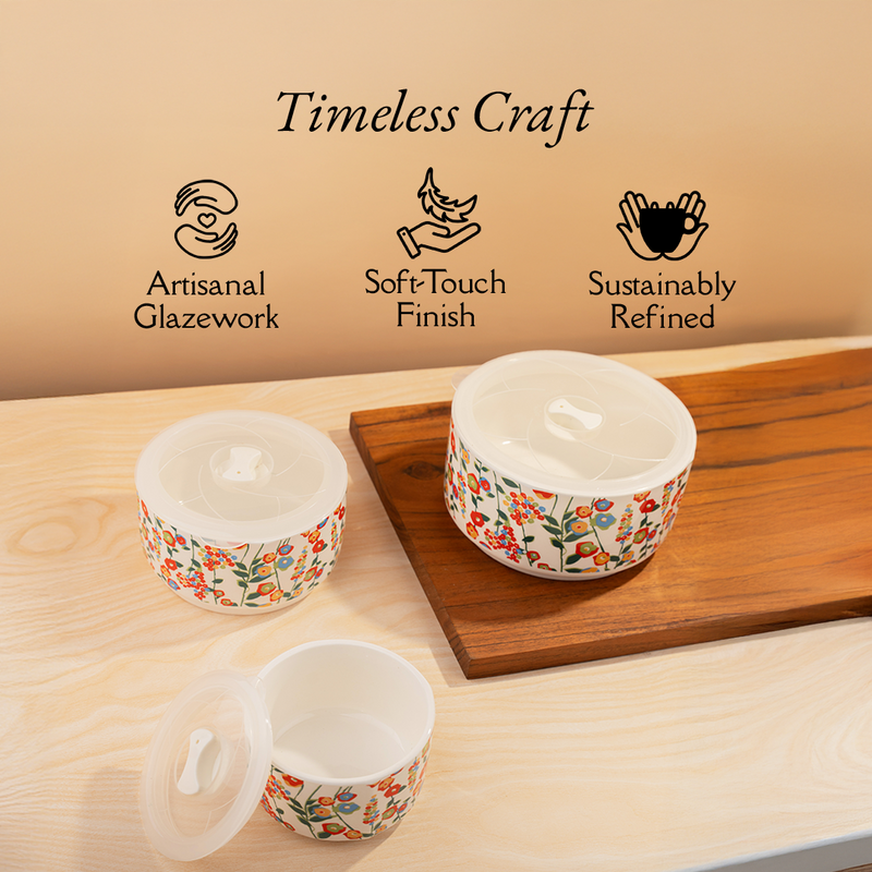 TAKISSO Bowls Food Storage Bowl with Lids (300ml, 600ml & 1000ml)