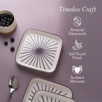 TAKISSO Square Ceramic Plates with Mandala Art Set of 6