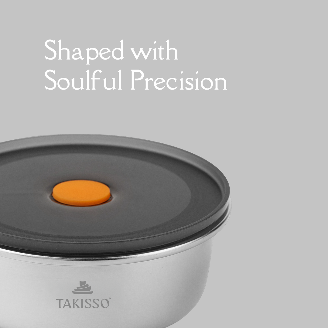 TAKISSO Premium Thermal Lock Stainless Steel Lunch Box Set of 1 (450ml)