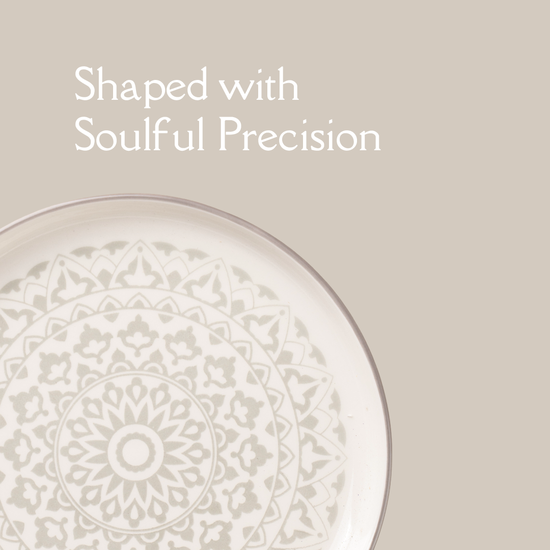 TAKISSO Round Ceramic Plates with Mandala Art Set of 6