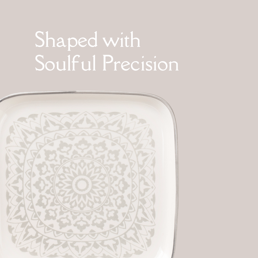 TAKISSO Square Ceramic Plates with Mandala Art Set of 6