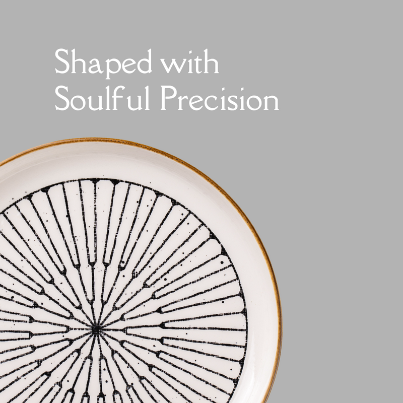 TAKISSO Round Ceramic Plates with Mandala Art Set of 6