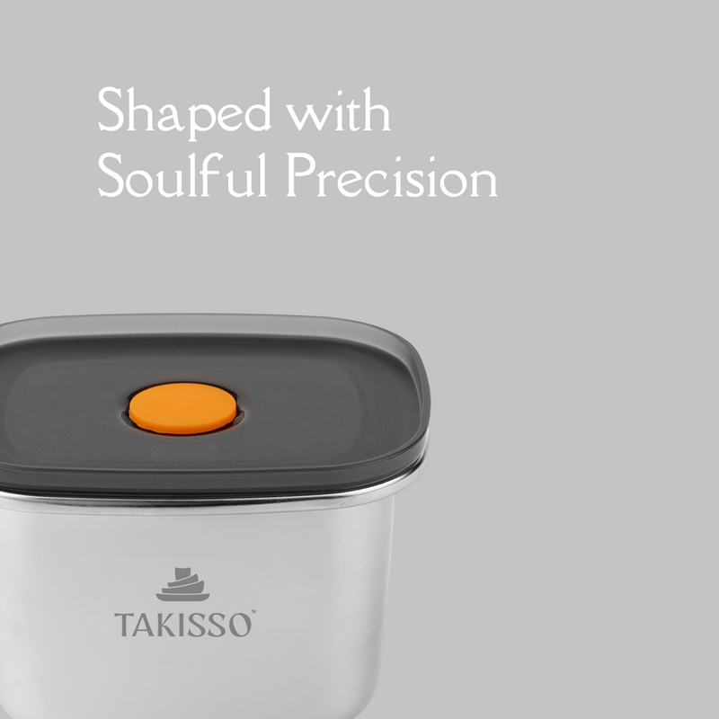 TAKISSO Premium Thermal Lock Stainless Steel Lunch Box Set of 1 (450ml)