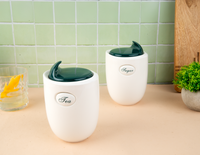 TAKISSO Aesthetic Kitchen Décor Ceramic Canister Set of 2 (1200ml)