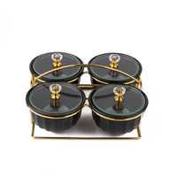 TAKISSO Bowl Jar Set of 4 Pc Ceramic Set (Jar with Lid) 150ml