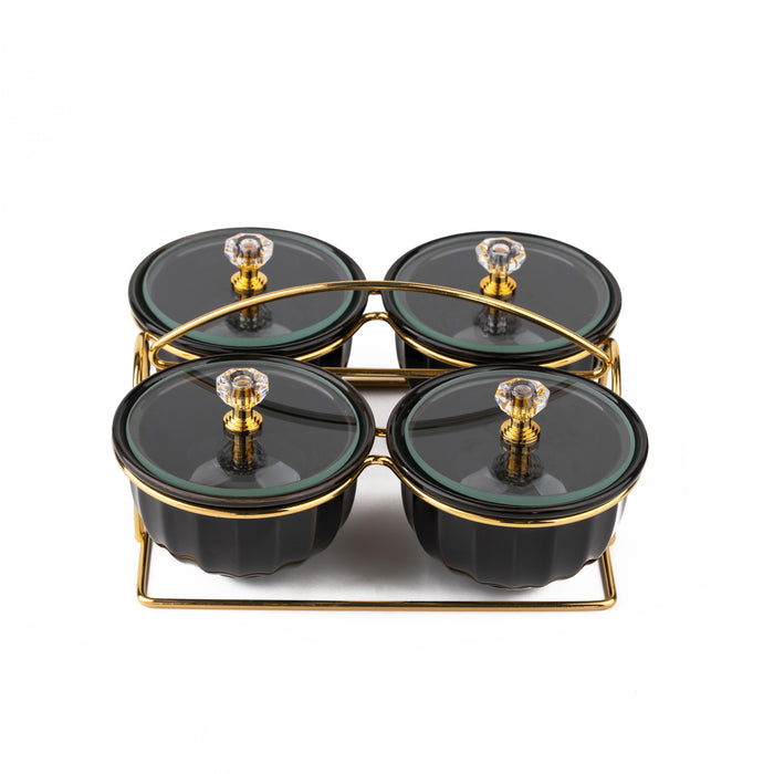 TAKISSO Bowl Jar Set of 4 Pc Ceramic Set (Jar with Lid) 150ml