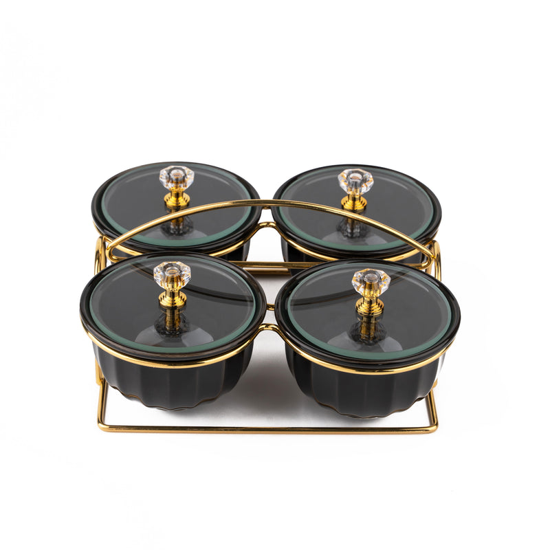 TAKISSO Bowl Jar Set of 4 Pc Ceramic Set (Jar with Lid) 150ml