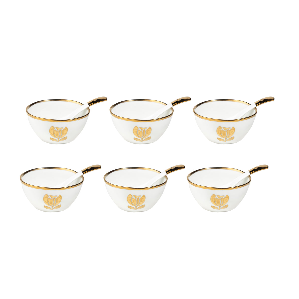 TAKISSO Soup Bowl Set of 6 Pc Ceramic Set (Bowls with Spoons) 300ml