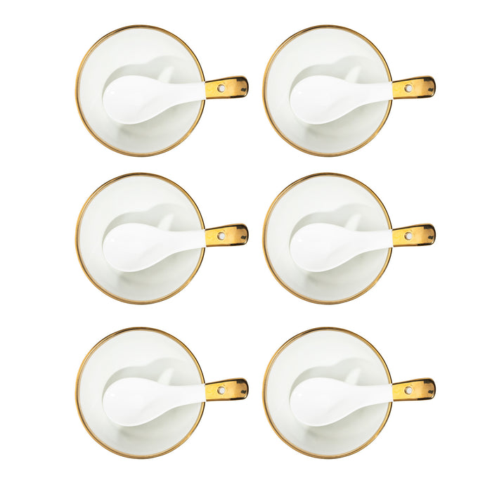 TAKISSO Soup Bowl Set of 6 Pc Ceramic Set (Bowls with Spoons) 300ml